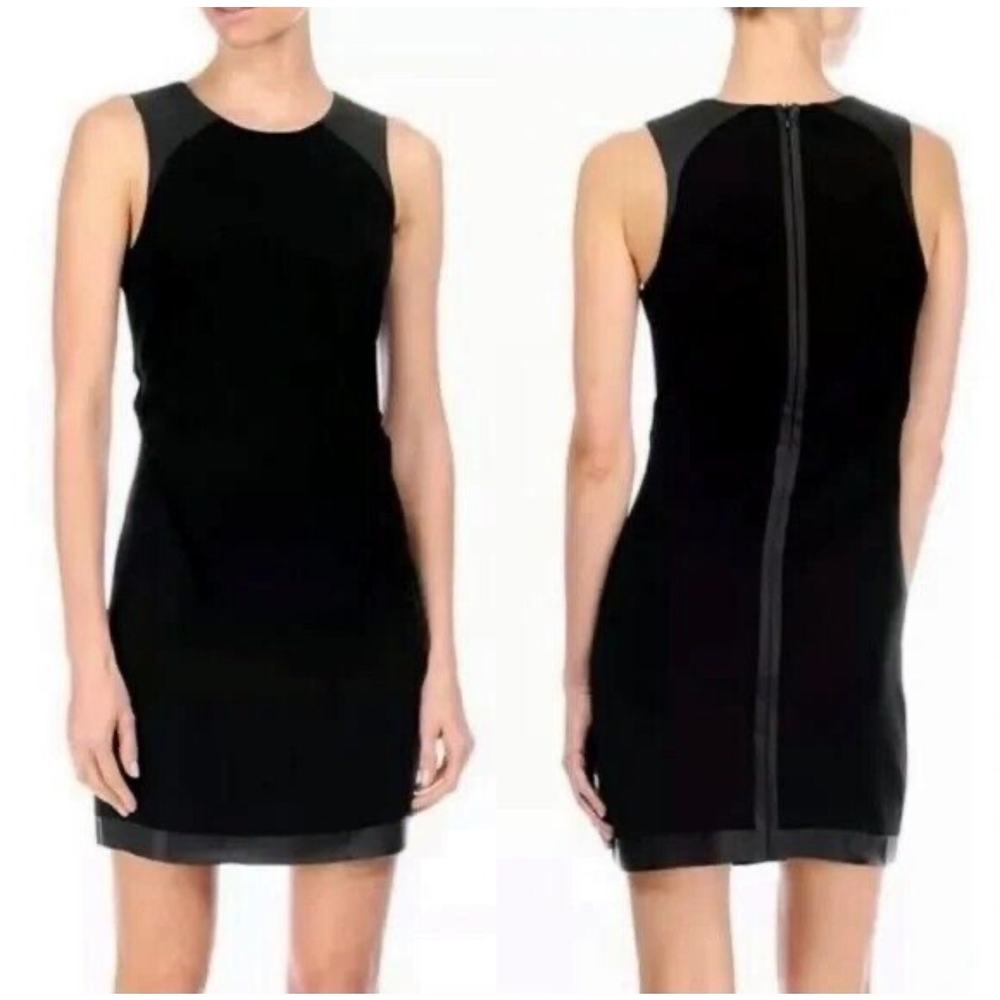 RAG & BONE Women’s Nudie Black Faux Leather Trimmed Sheath Mini Dress